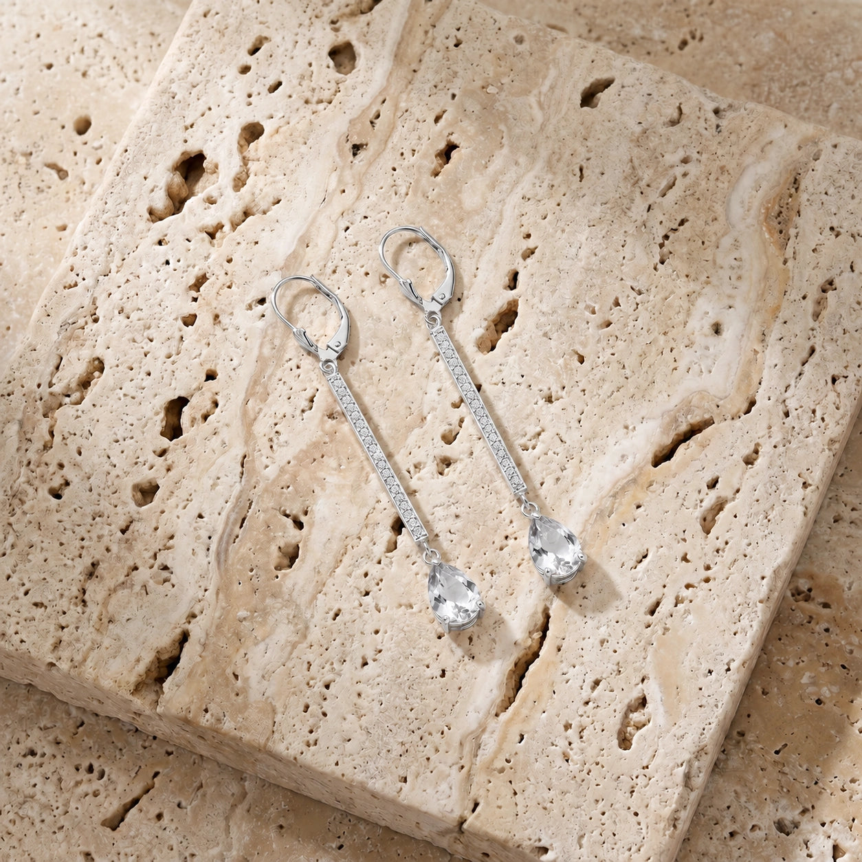 White Gold Belle Earrings White Topaz 10K — Miranda