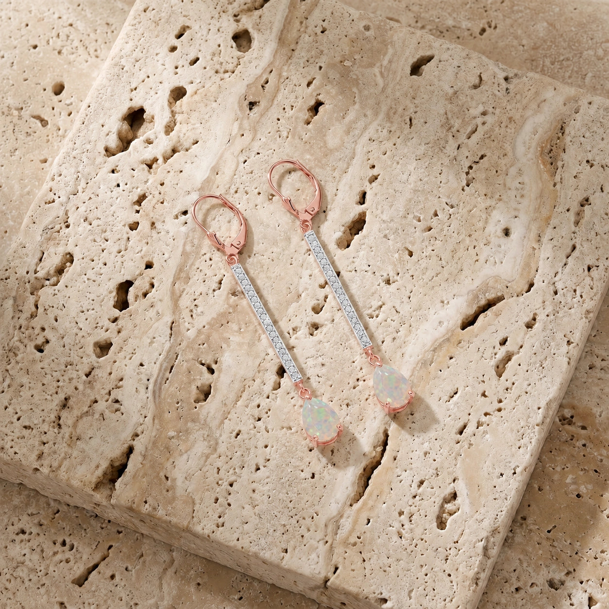 Rose Gold Belle Earrings Opal 10K — Miranda