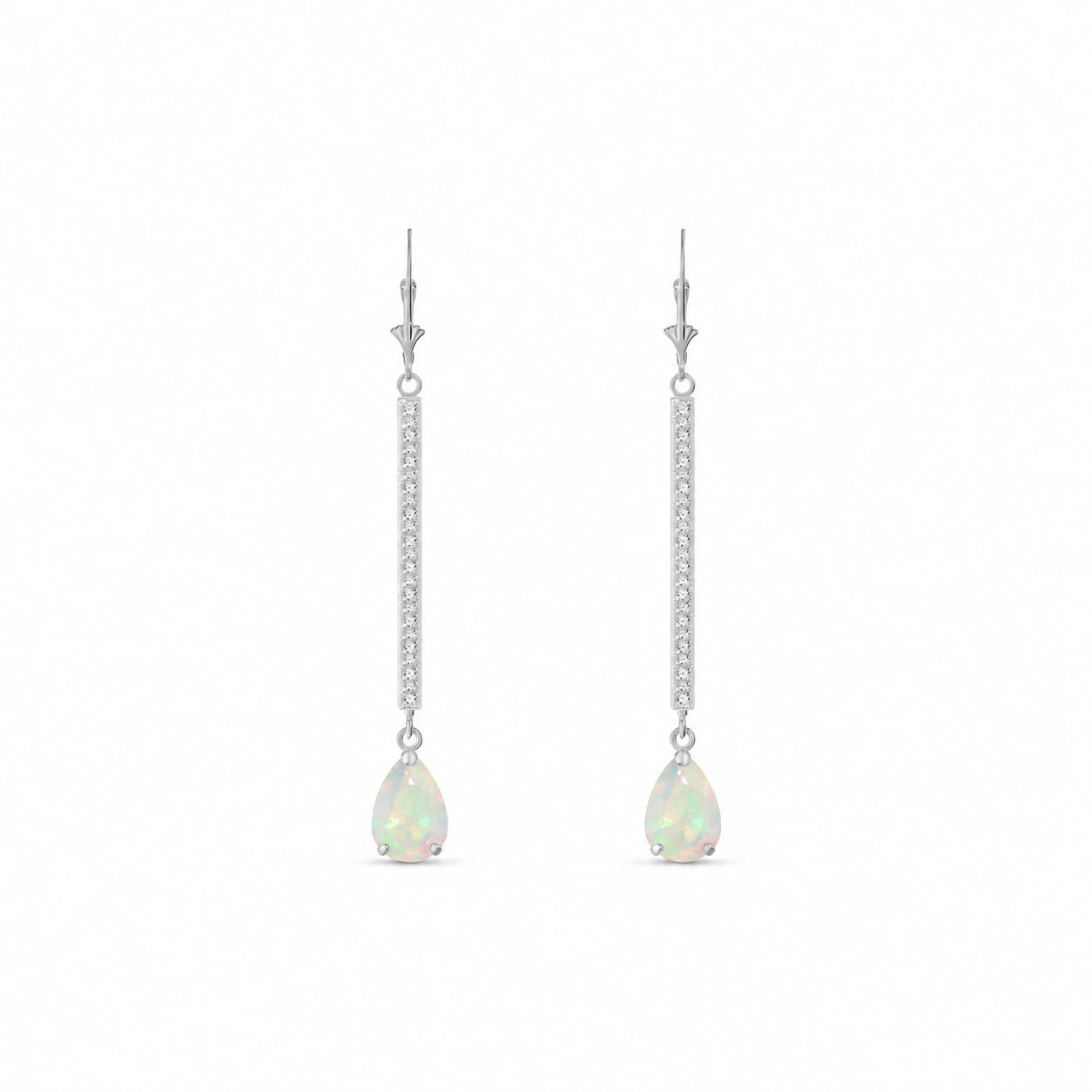 White Gold Belle Earrings Opal 10K — Miranda