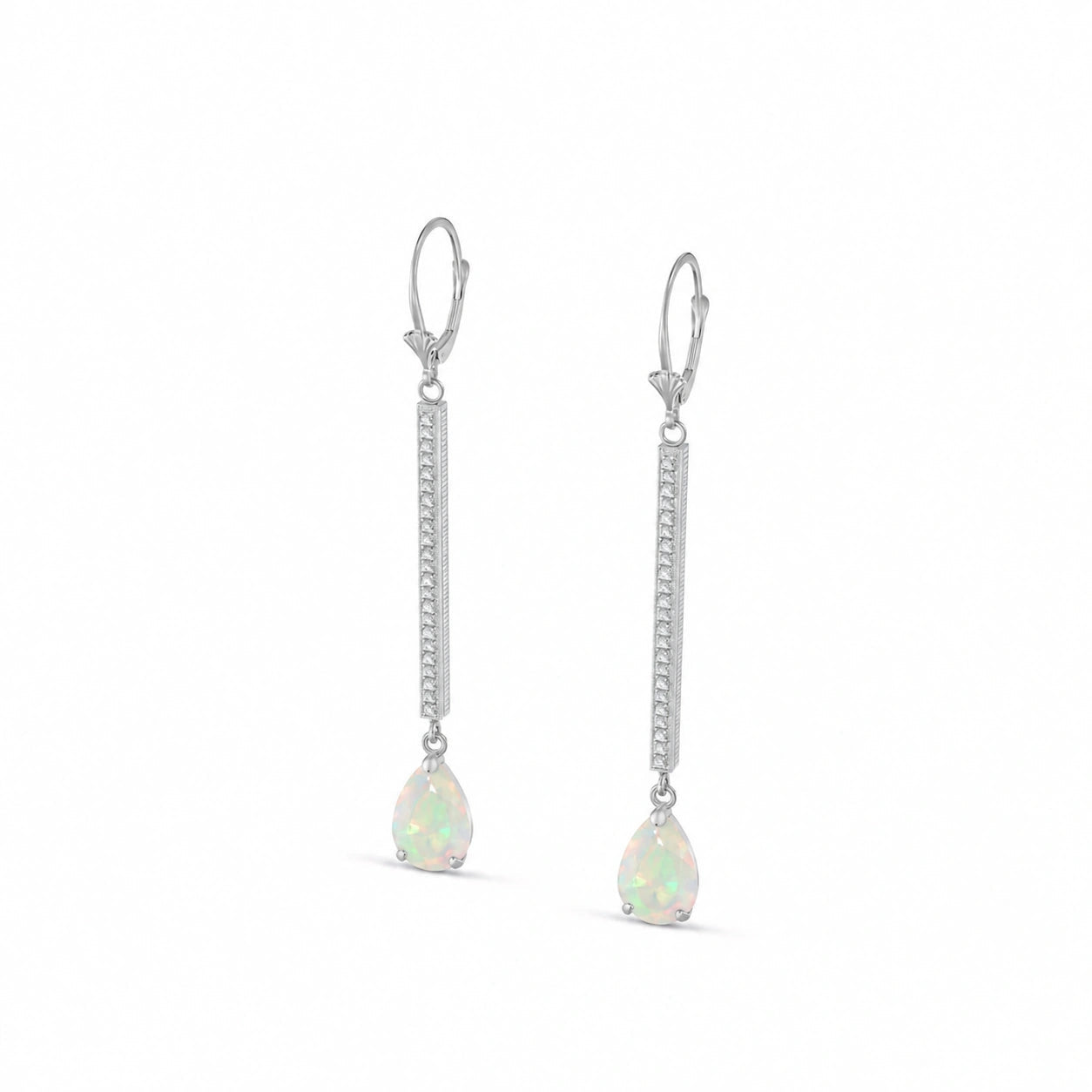 White Gold Belle Earrings Opal 10K — Miranda