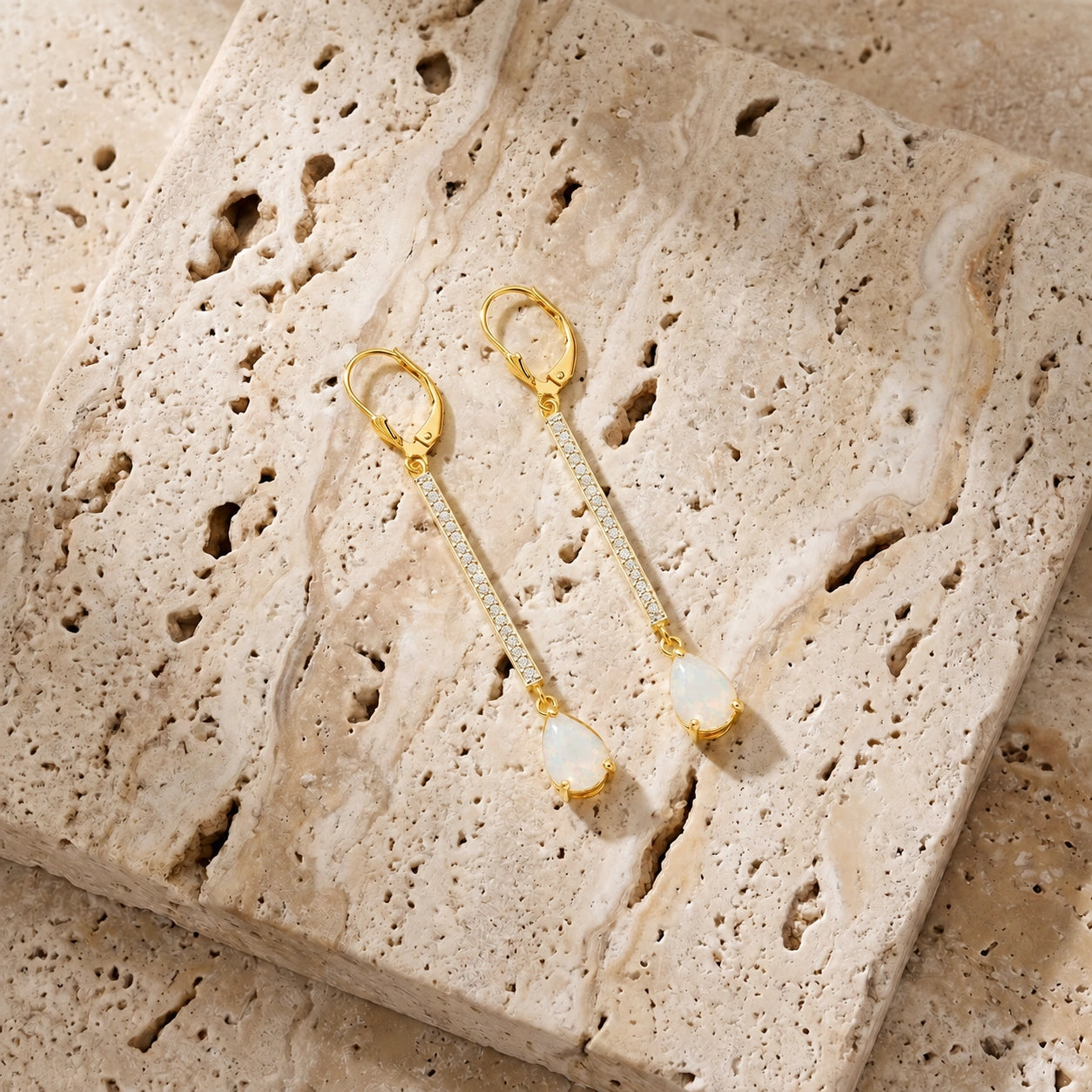 Yellow Gold Belle Earrings Opal 10K — Miranda