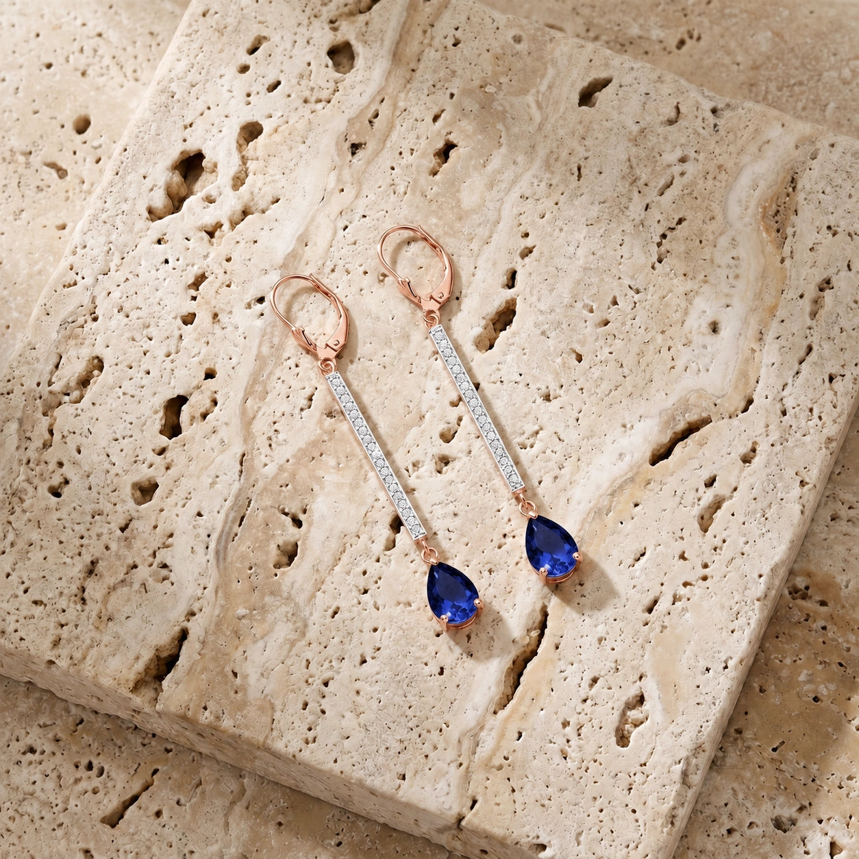 Rose Gold Belle Earrings Sapphire 10K — Miranda