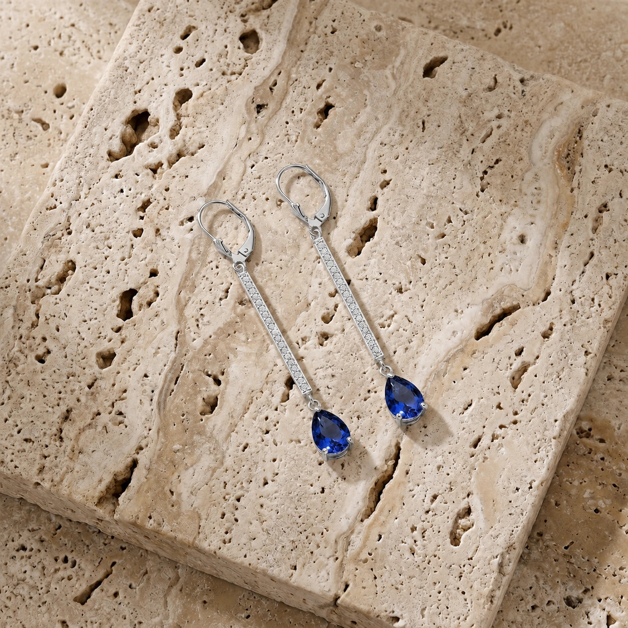 White Gold Belle Earrings Sapphire 10K — Miranda
