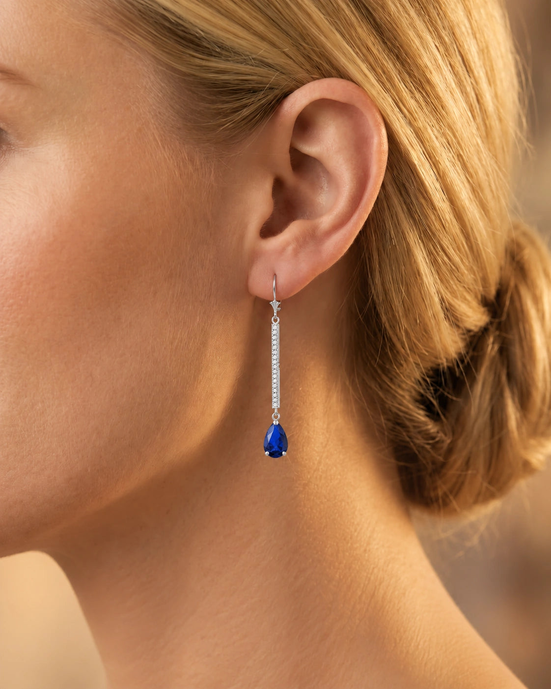 White Gold Belle Earrings Sapphire 10K — Miranda