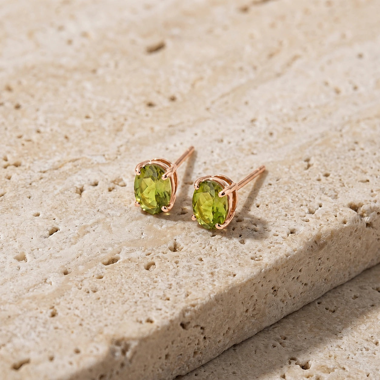 Rose Gold Belle Earrings Peridot 10K — Genoveffa