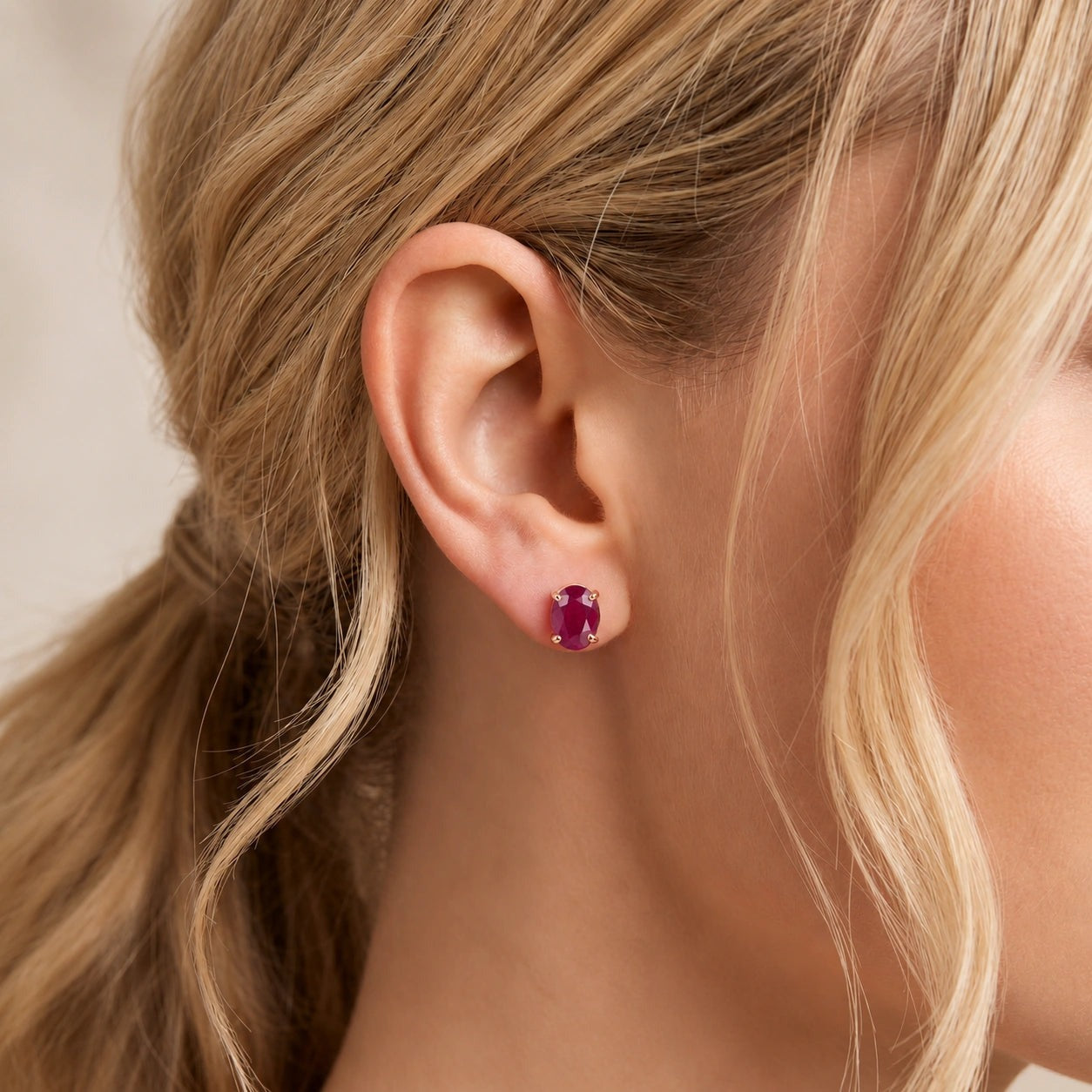 Rose Gold Belle Earrings Ruby 10K — Genoveffa