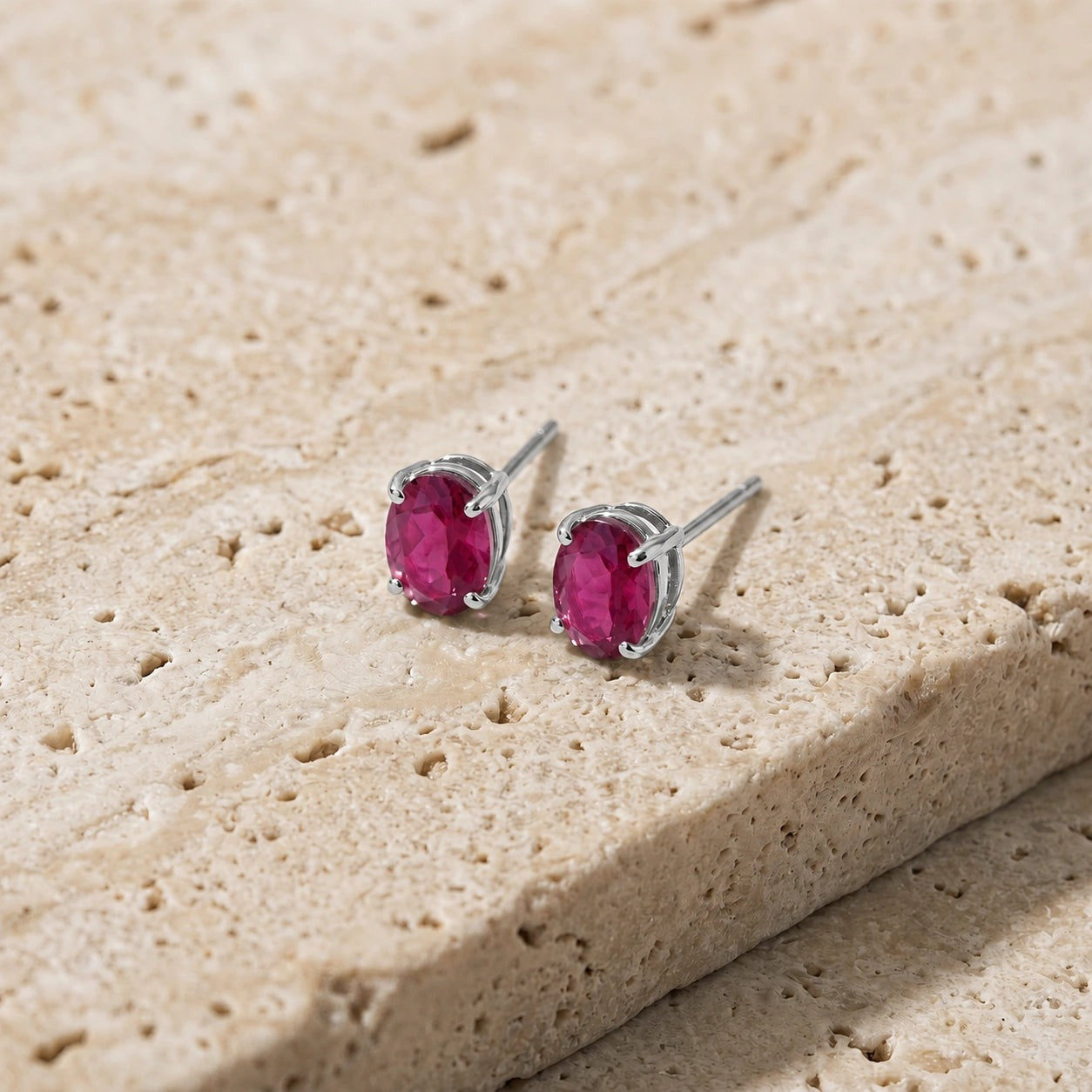 White Gold Belle Earrings Ruby 10K — Genoveffa