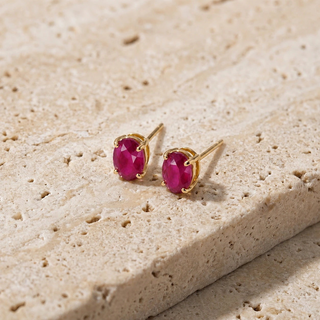 Yellow Gold Belle Earrings Ruby 10K — Genoveffa