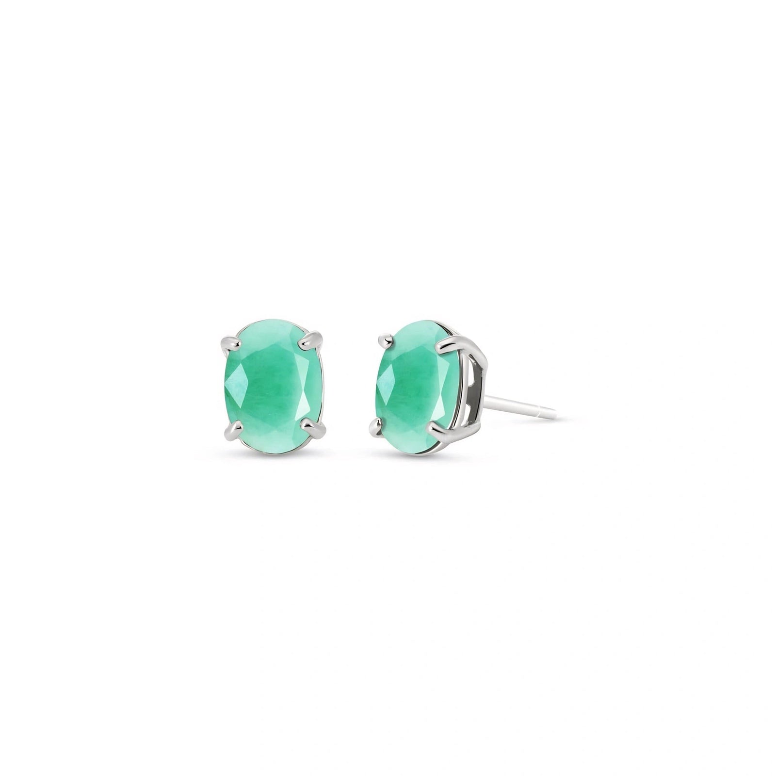 White Gold Belle Earrings Emerald 10K — Genoveffa