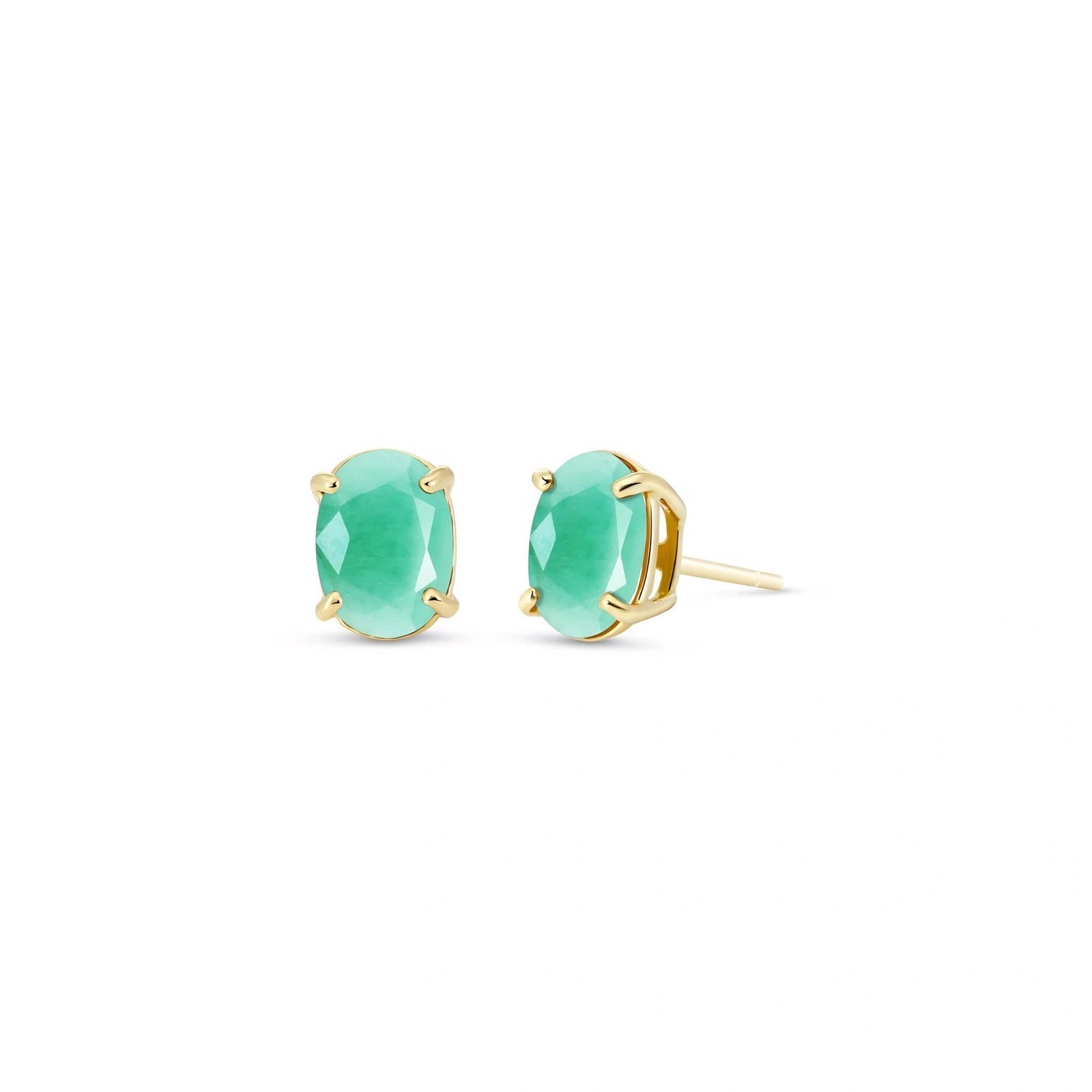 Yellow Gold Belle Earrings Emerald 10K — Genoveffa