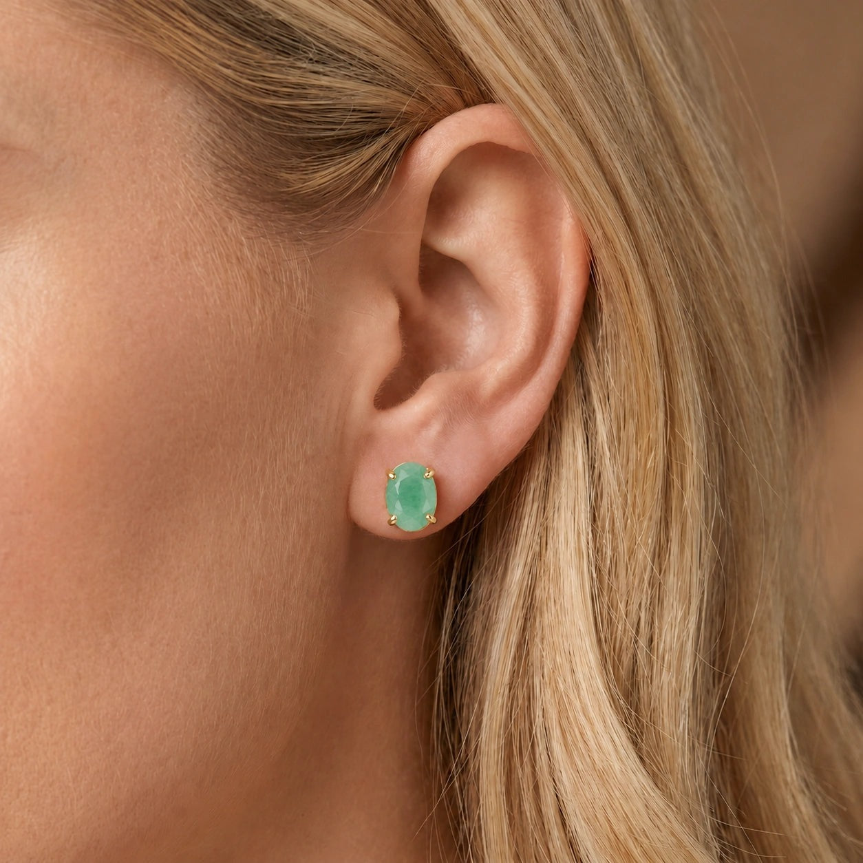 Yellow Gold Belle Earrings Emerald 10K — Genoveffa
