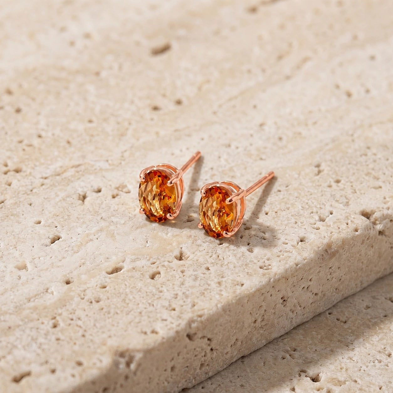 Rose Gold Belle Earrings Citrine 10K — Genoveffa