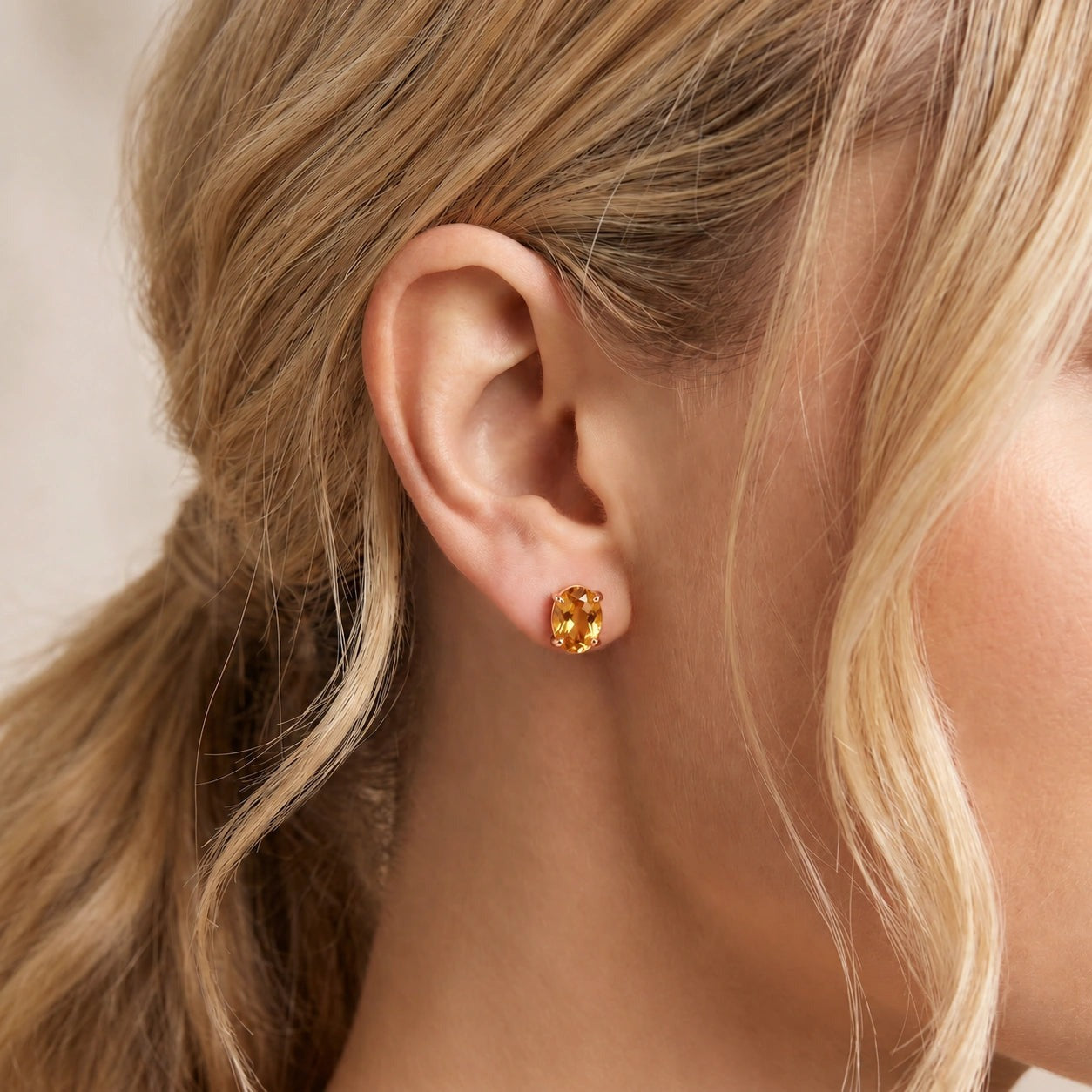 Rose Gold Belle Earrings Citrine 10K — Genoveffa