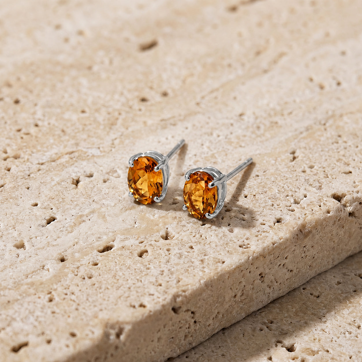 White Gold Belle Earrings Citrine 10K — Genoveffa