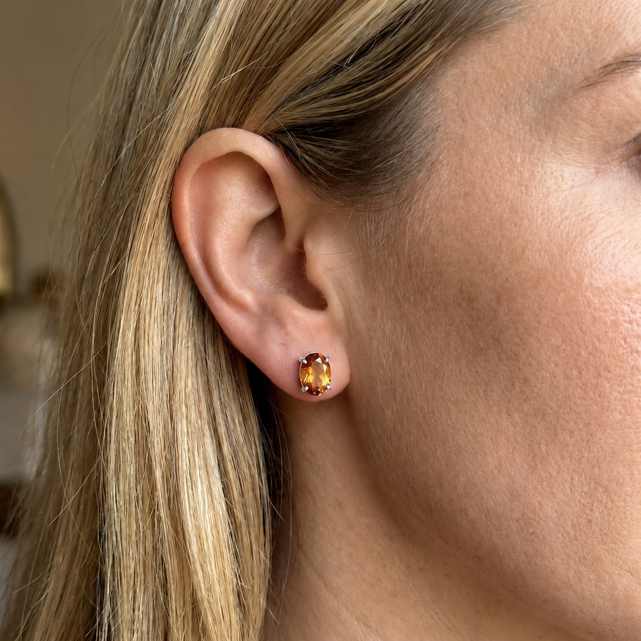 White Gold Belle Earrings Citrine 10K — Genoveffa