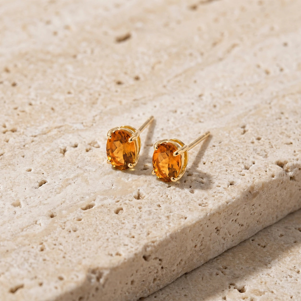 Yellow Gold Belle Earrings Citrine 10K — Genoveffa