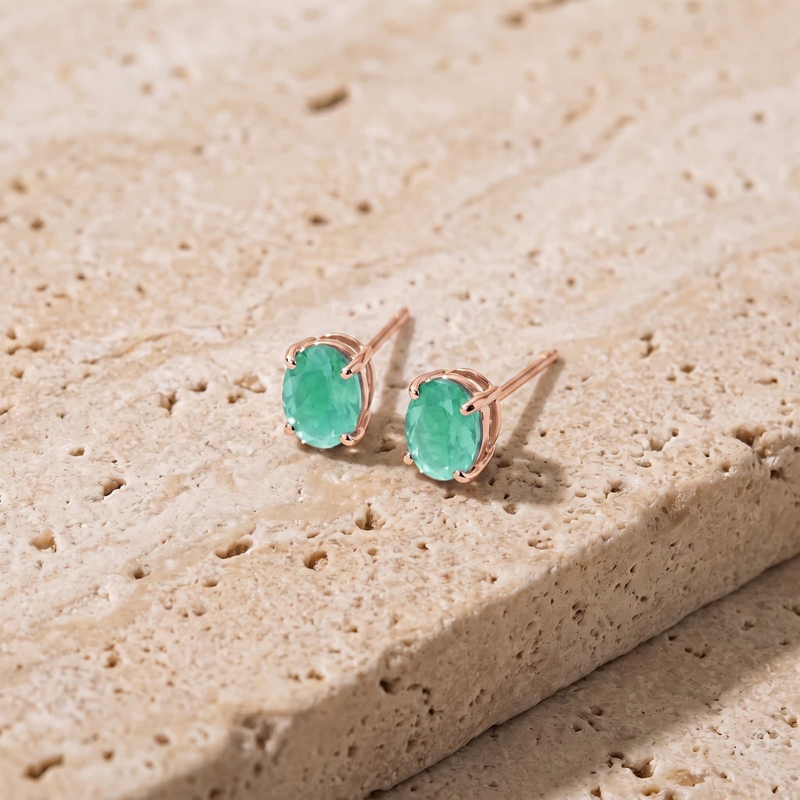 Rose Gold Belle Earrings Blue Topaz 10K — Genoveffa