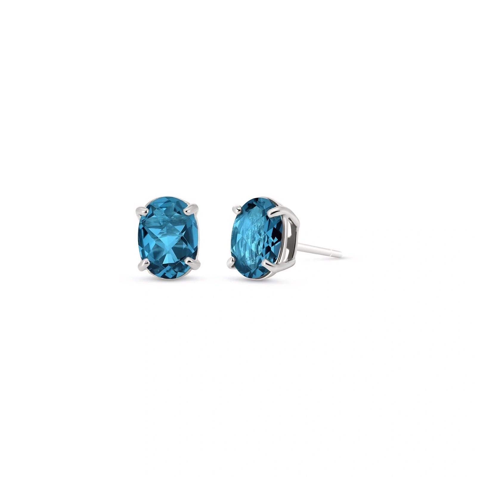 White Gold Belle Earrings Blue Topaz 10K — Genoveffa