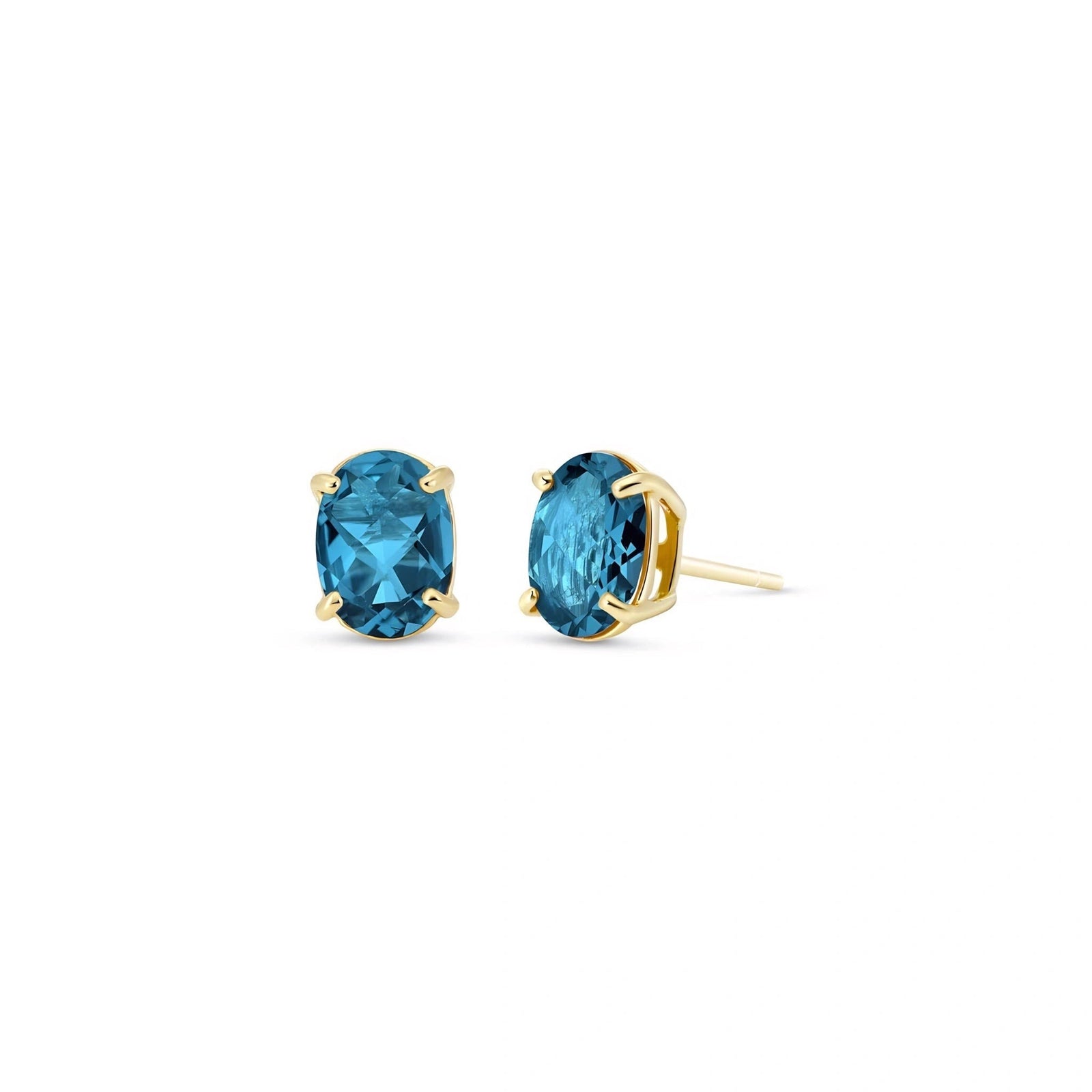 Yellow Gold Belle Earrings Blue Topaz 10K — Genoveffa