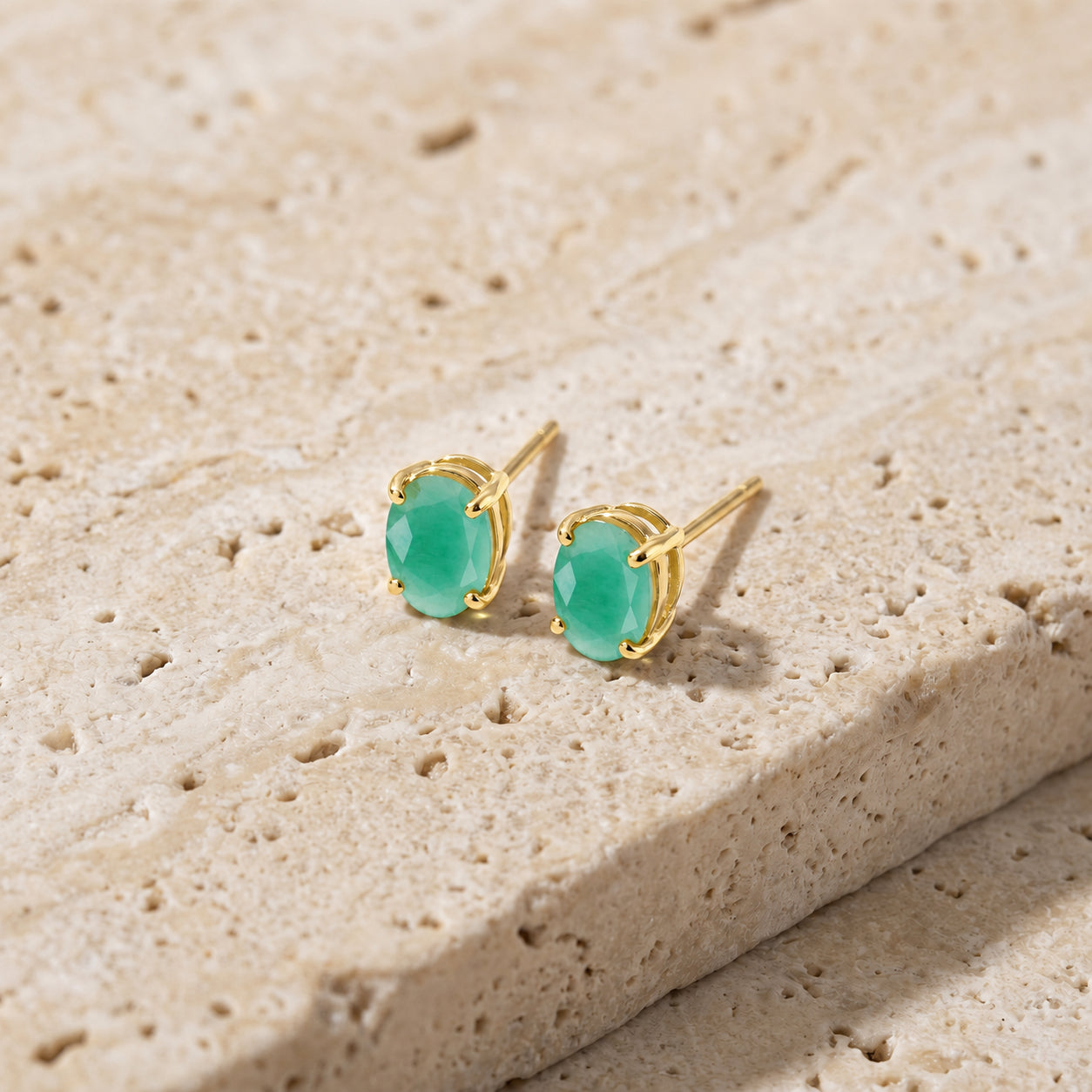 Yellow Gold Belle Earrings Blue Topaz 10K — Genoveffa