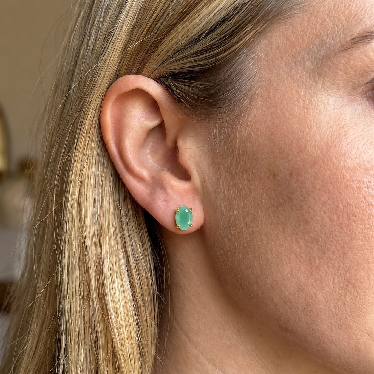 Yellow Gold Belle Earrings Blue Topaz 10K — Genoveffa