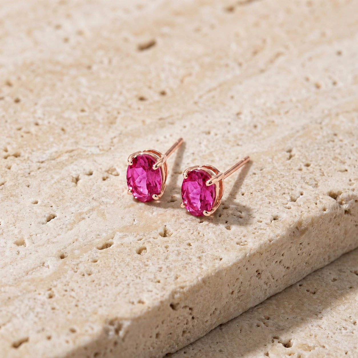 Rose Gold Belle Earrings Pink Topaz 10K — Genoveffa