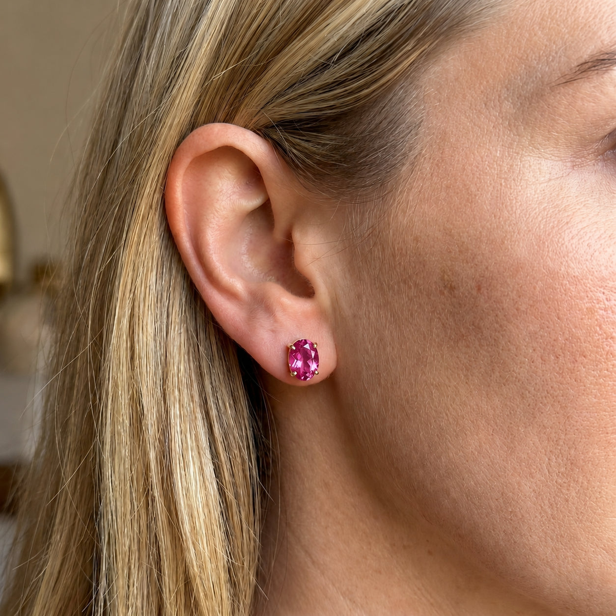 Rose Gold Belle Earrings Garnet 10K — Genoveffa