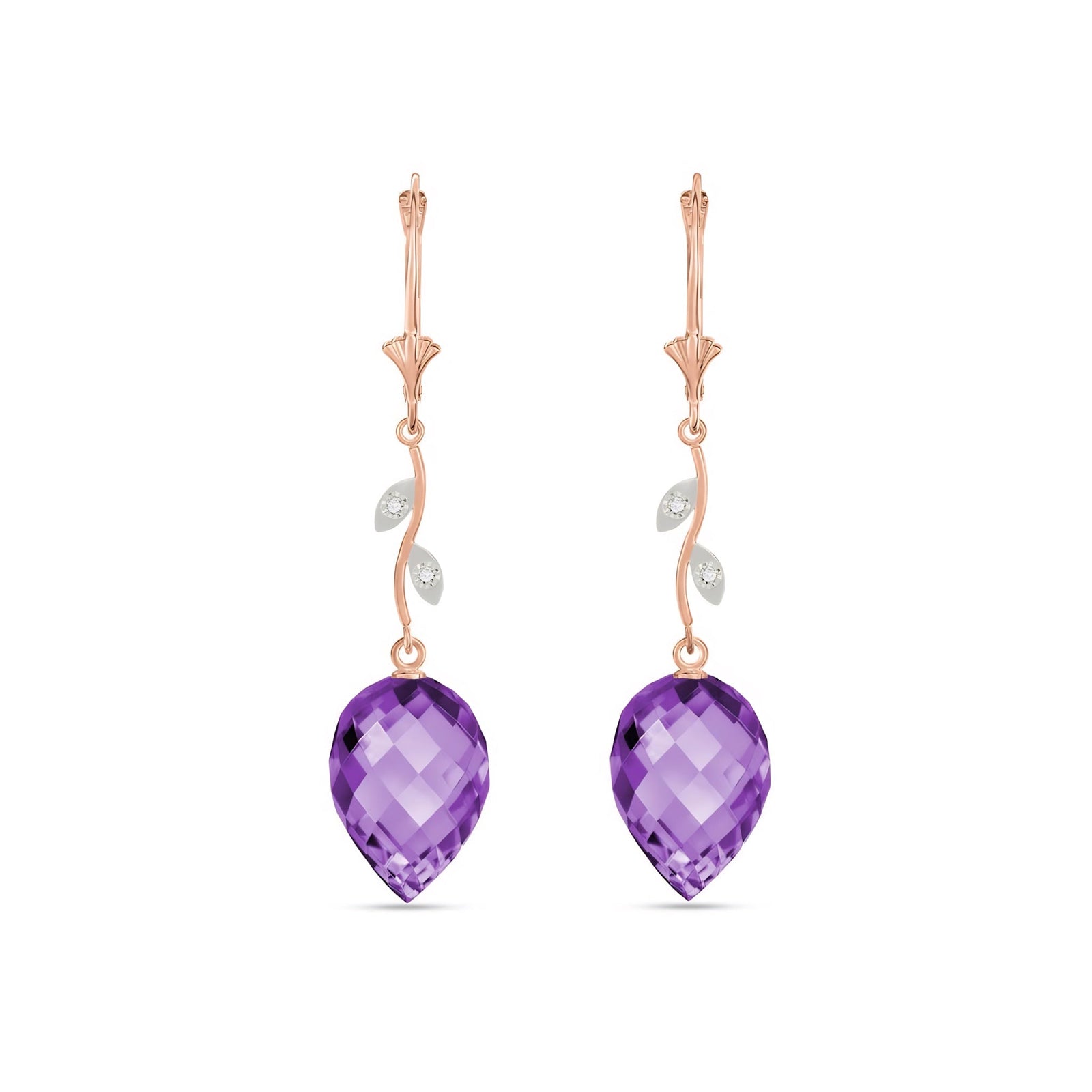 Rose Gold Earrings Amethyst 10K — Severina