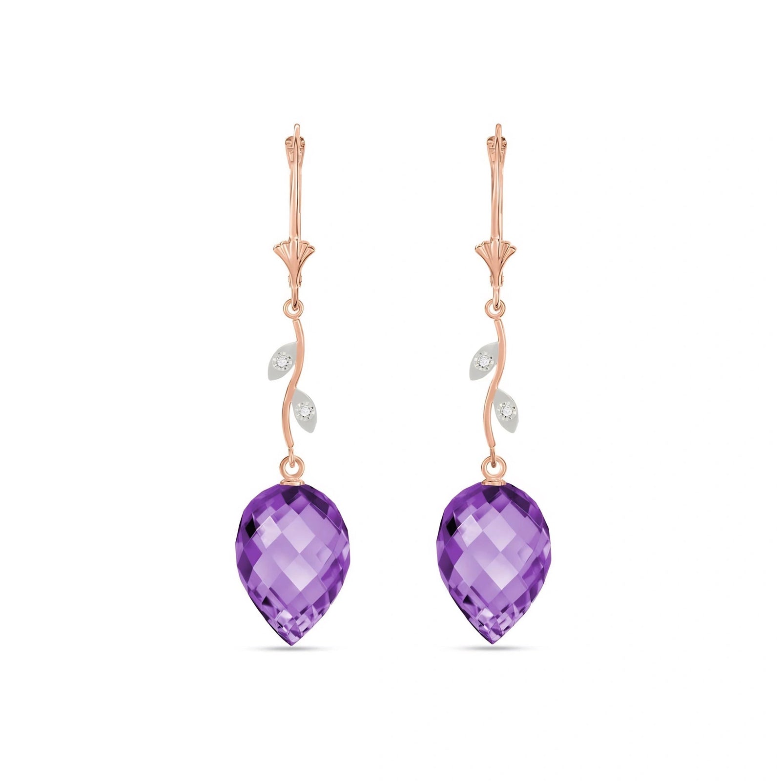 Rose Gold Earrings Amethyst 10K — Severina