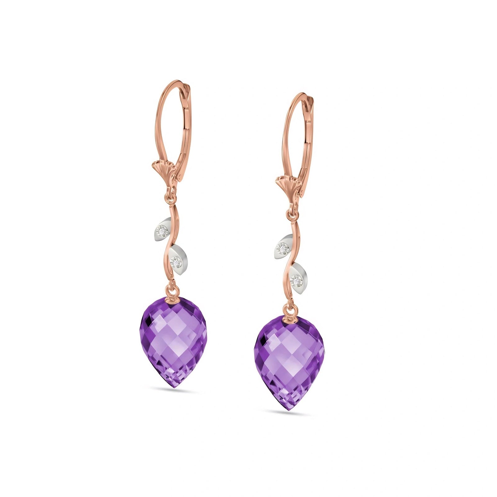 Rose Gold Earrings Amethyst 10K — Severina