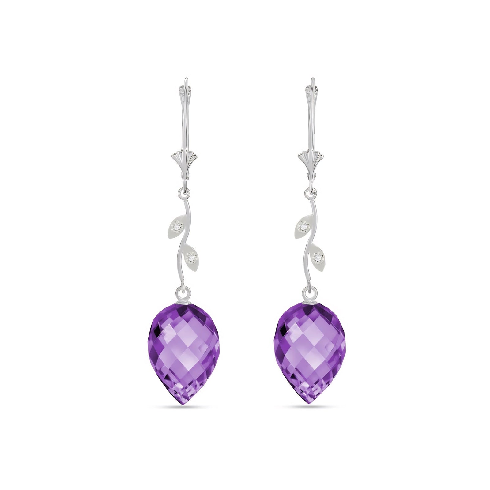 White Gold Earrings Amethyst 10K — Severina