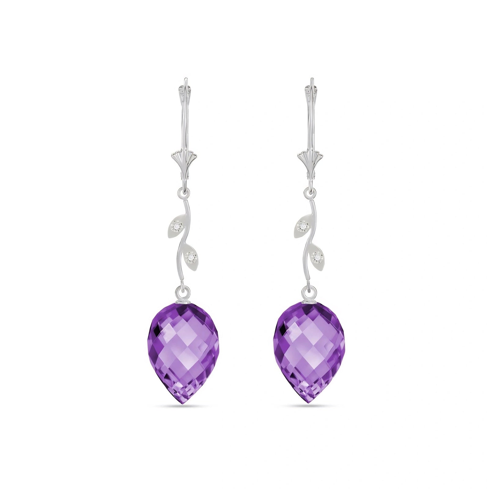 White Gold Earrings Amethyst 10K — Severina