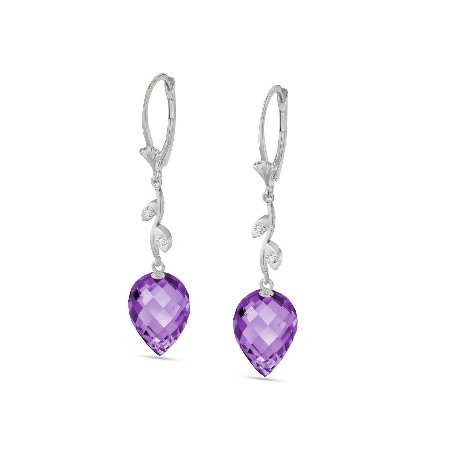 White Gold Earrings Amethyst 10K — Severina
