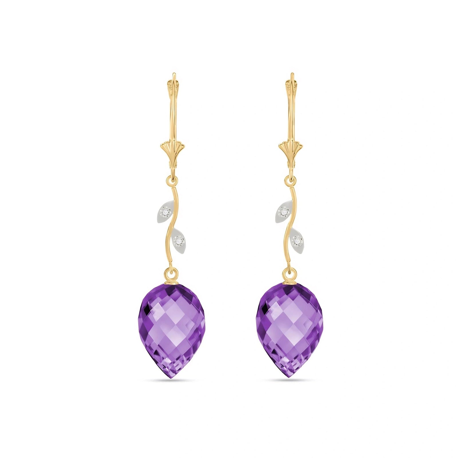 Yellow Gold Earrings Amethyst 10K — Severina