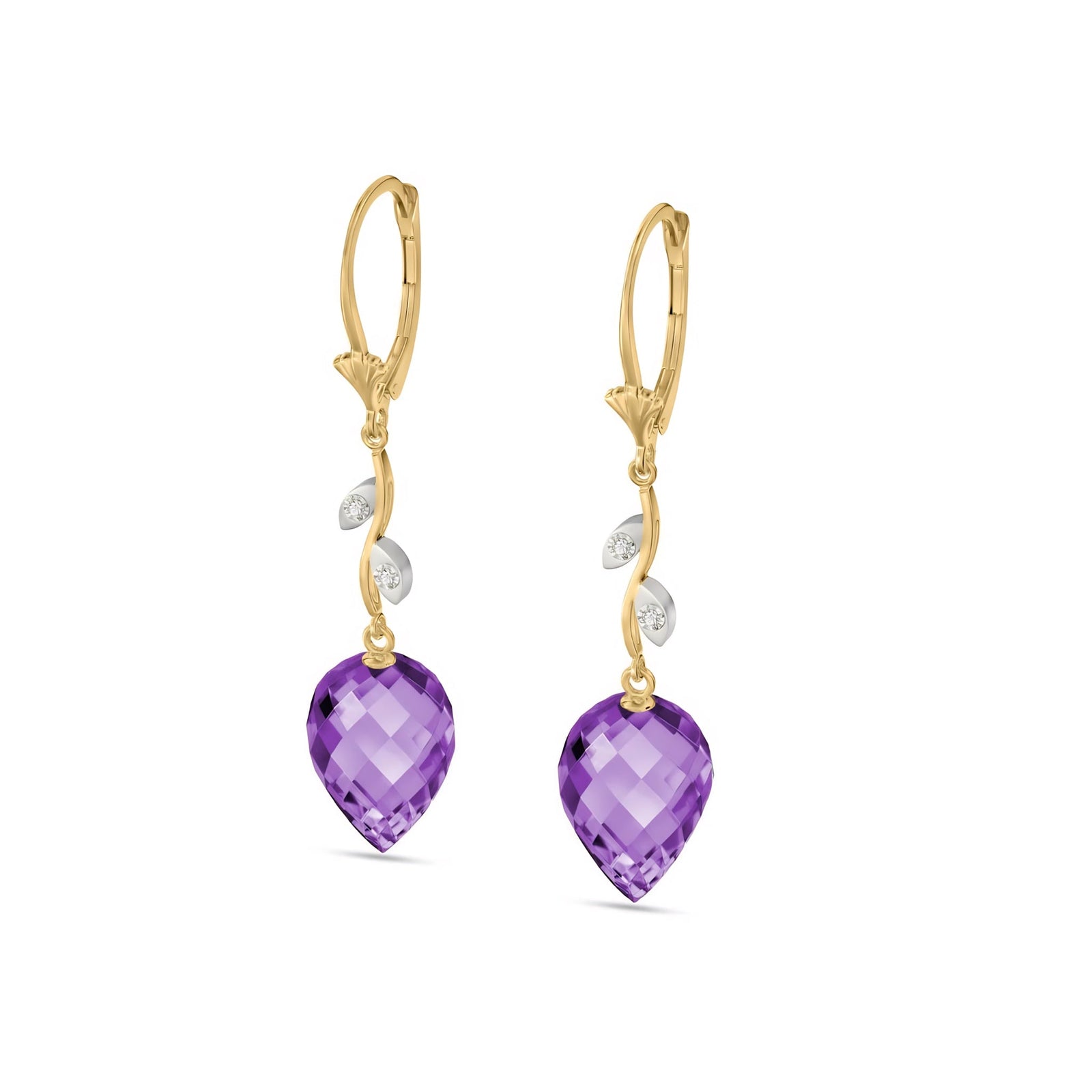 Yellow Gold Earrings Amethyst 10K — Severina