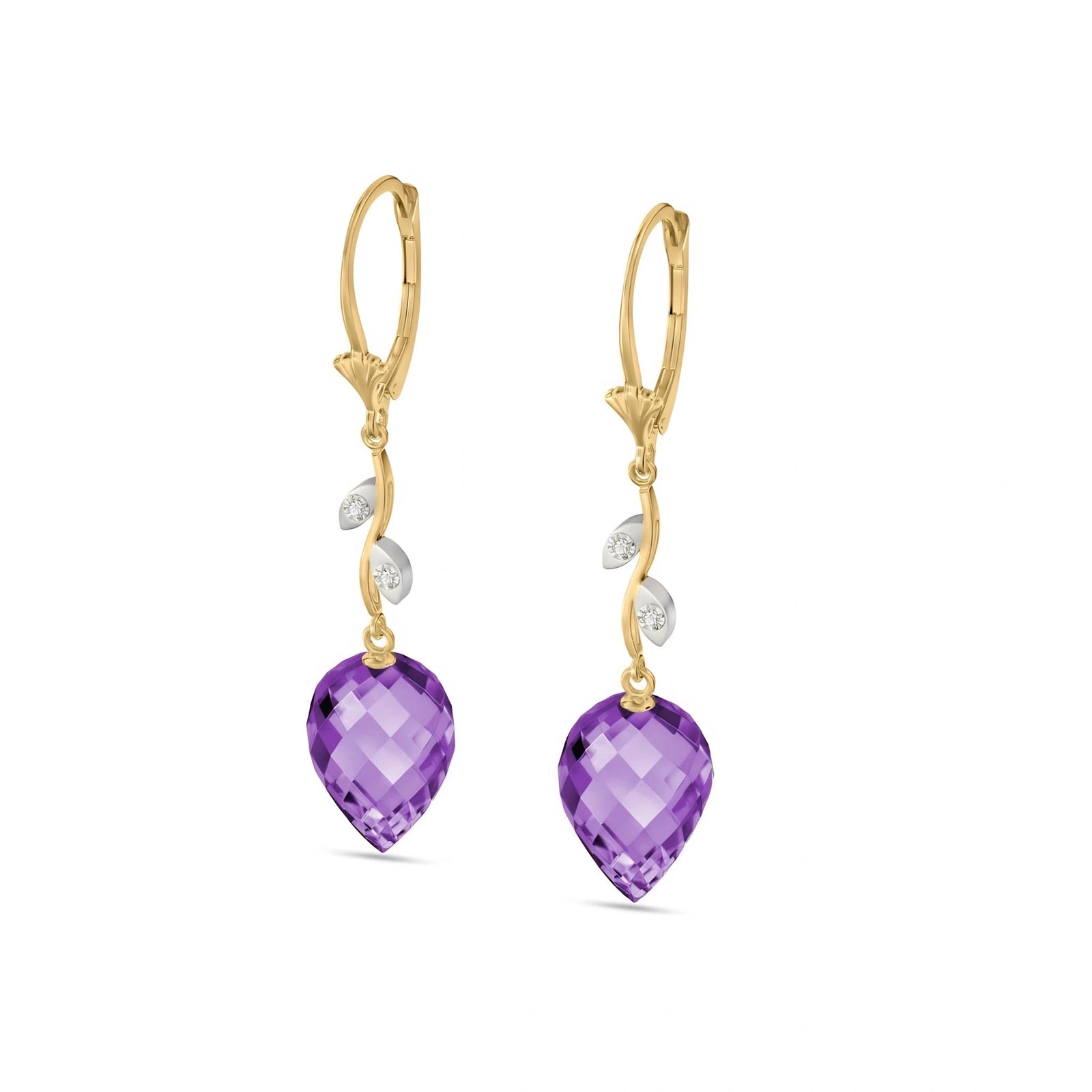 Yellow Gold Earrings Amethyst 10K — Severina