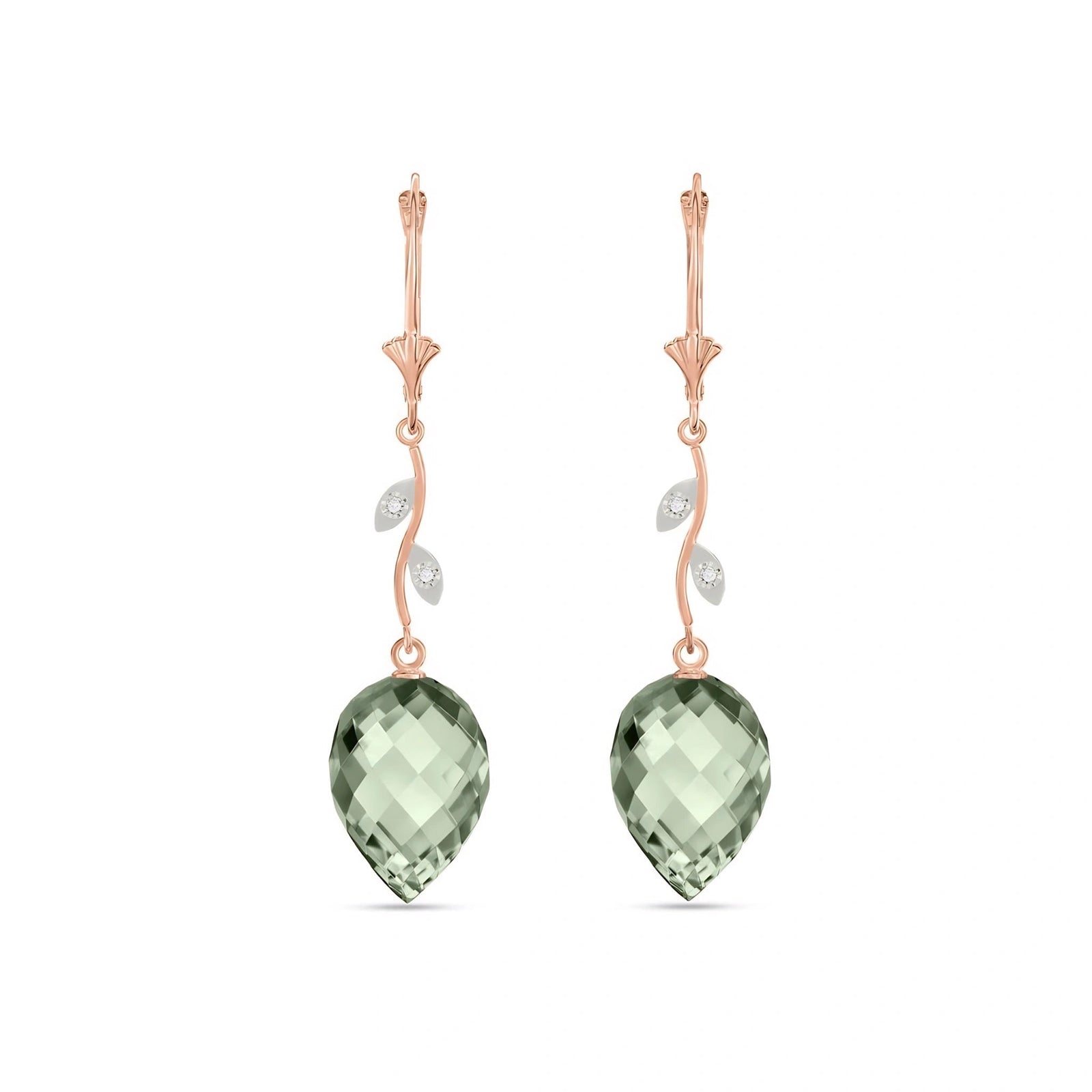Rose Gold Earrings Green Amethyst 10K — Severina