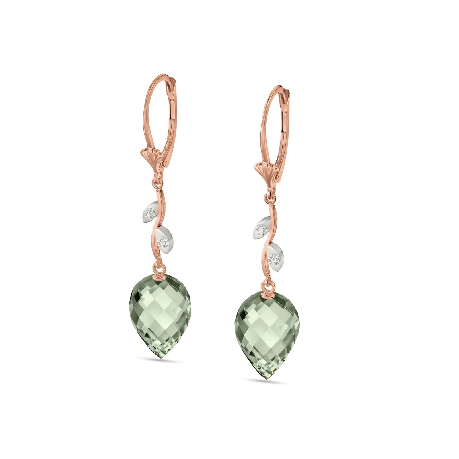 Rose Gold Earrings Green Amethyst 10K — Severina