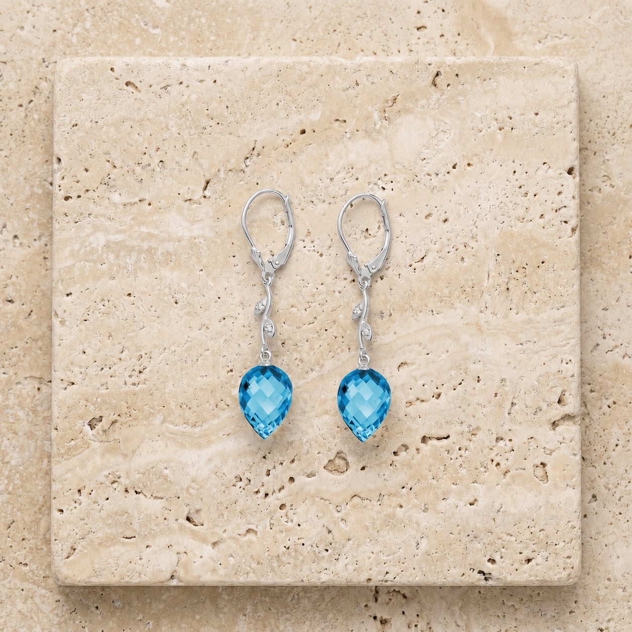 White Gold Earrings Green Amethyst 10K — Severina