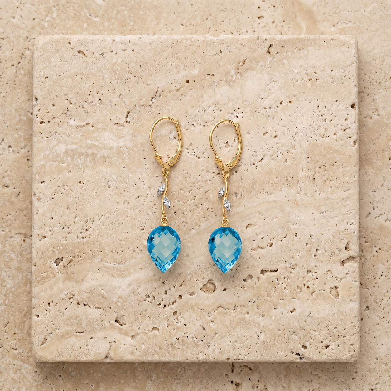 Yellow Gold Earrings Green Amethyst 10K — Severina