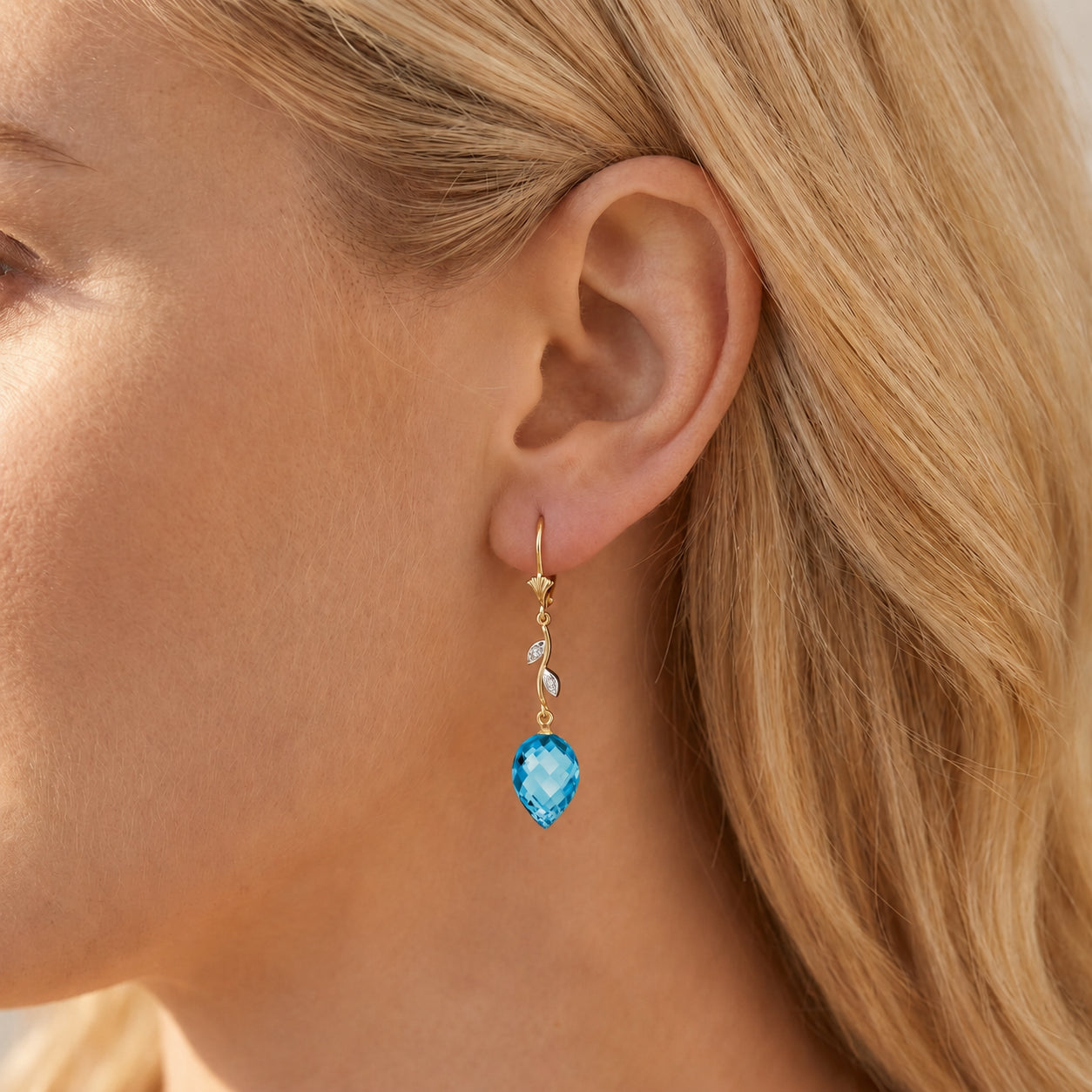 Yellow Gold Earrings Green Amethyst 10K — Severina