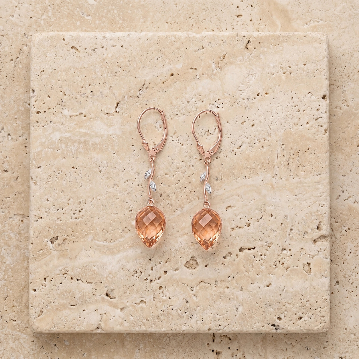 Rose Gold Earrings Citrine 10K — Severina