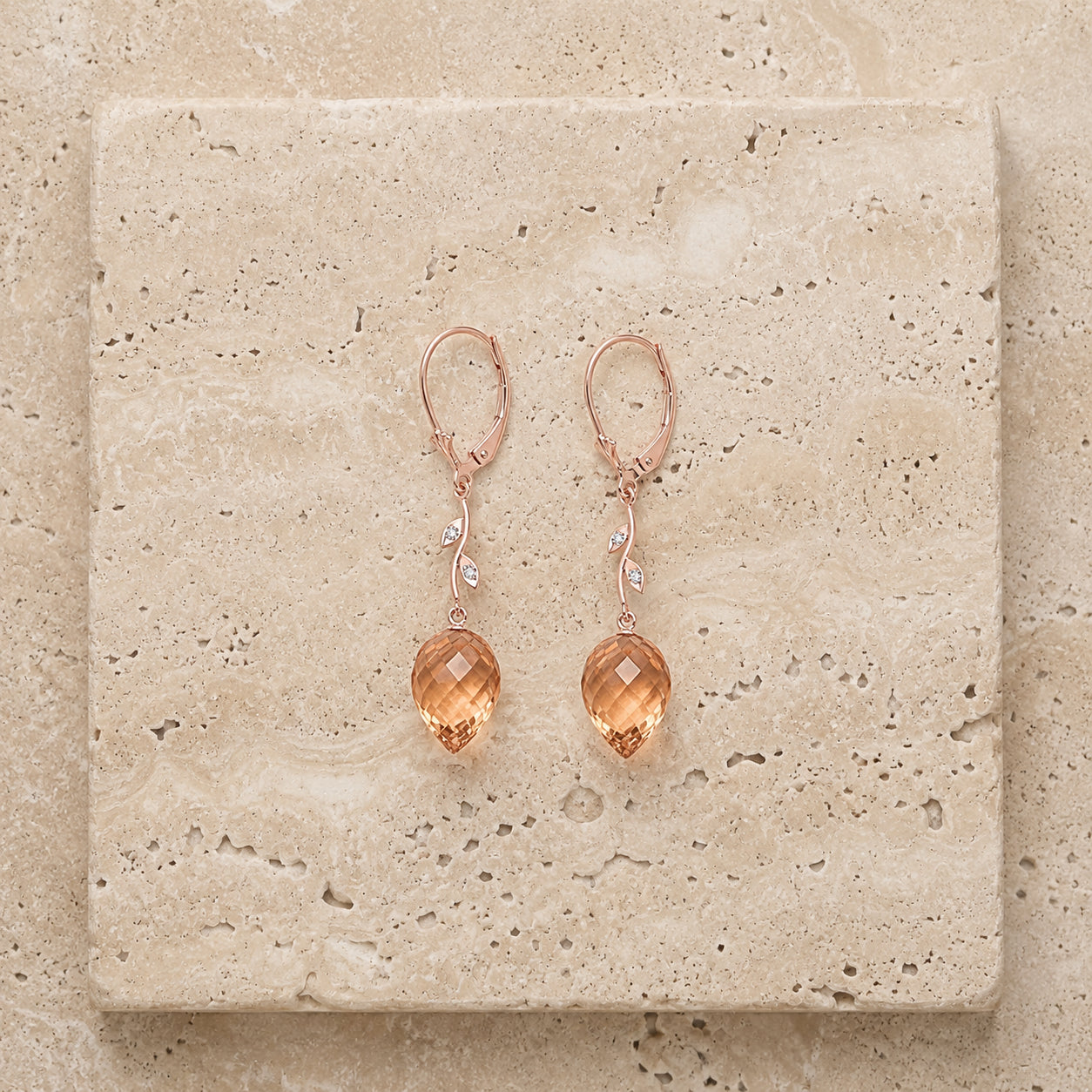 Rose Gold Earrings Citrine 10K — Severina
