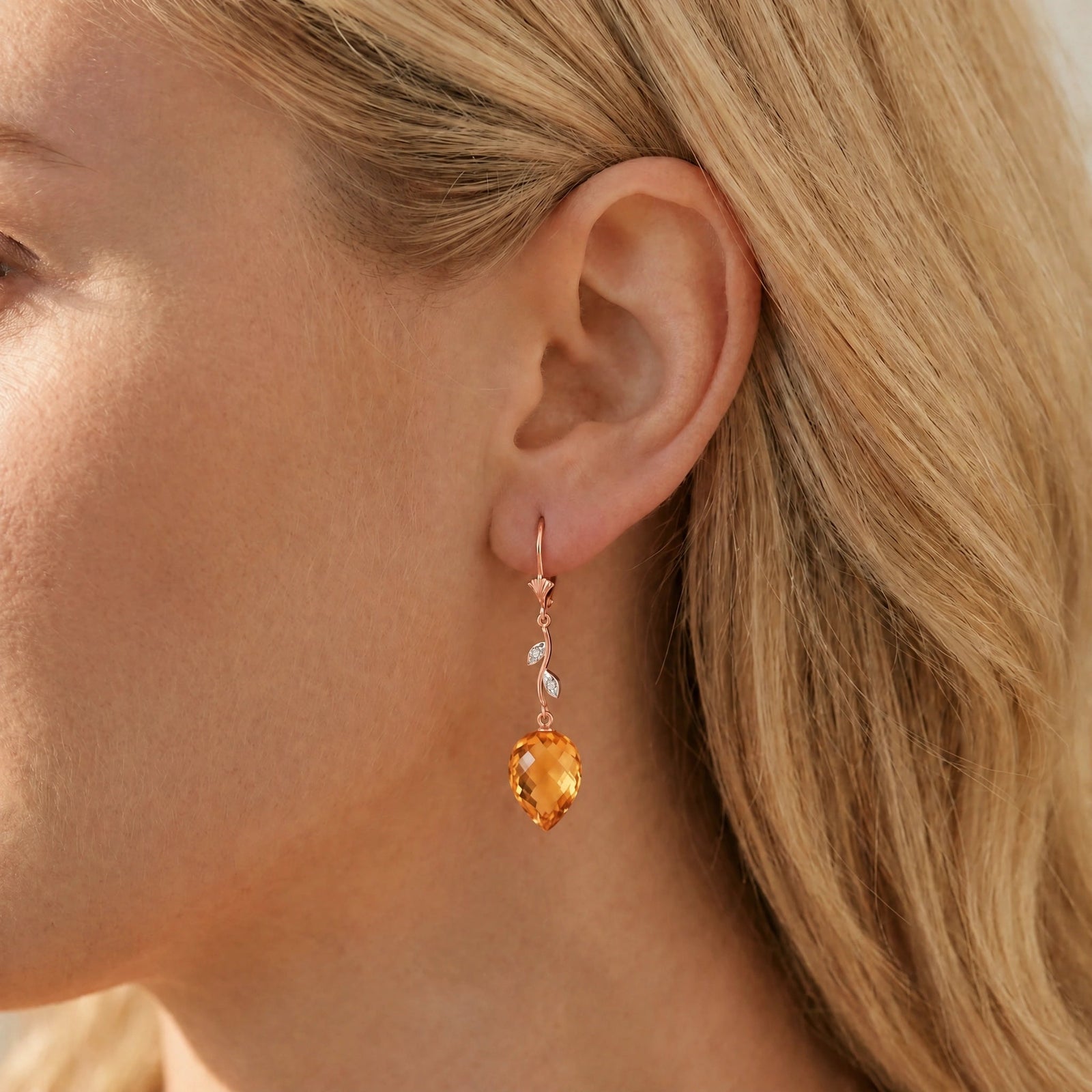 Rose Gold Earrings Citrine 10K — Severina