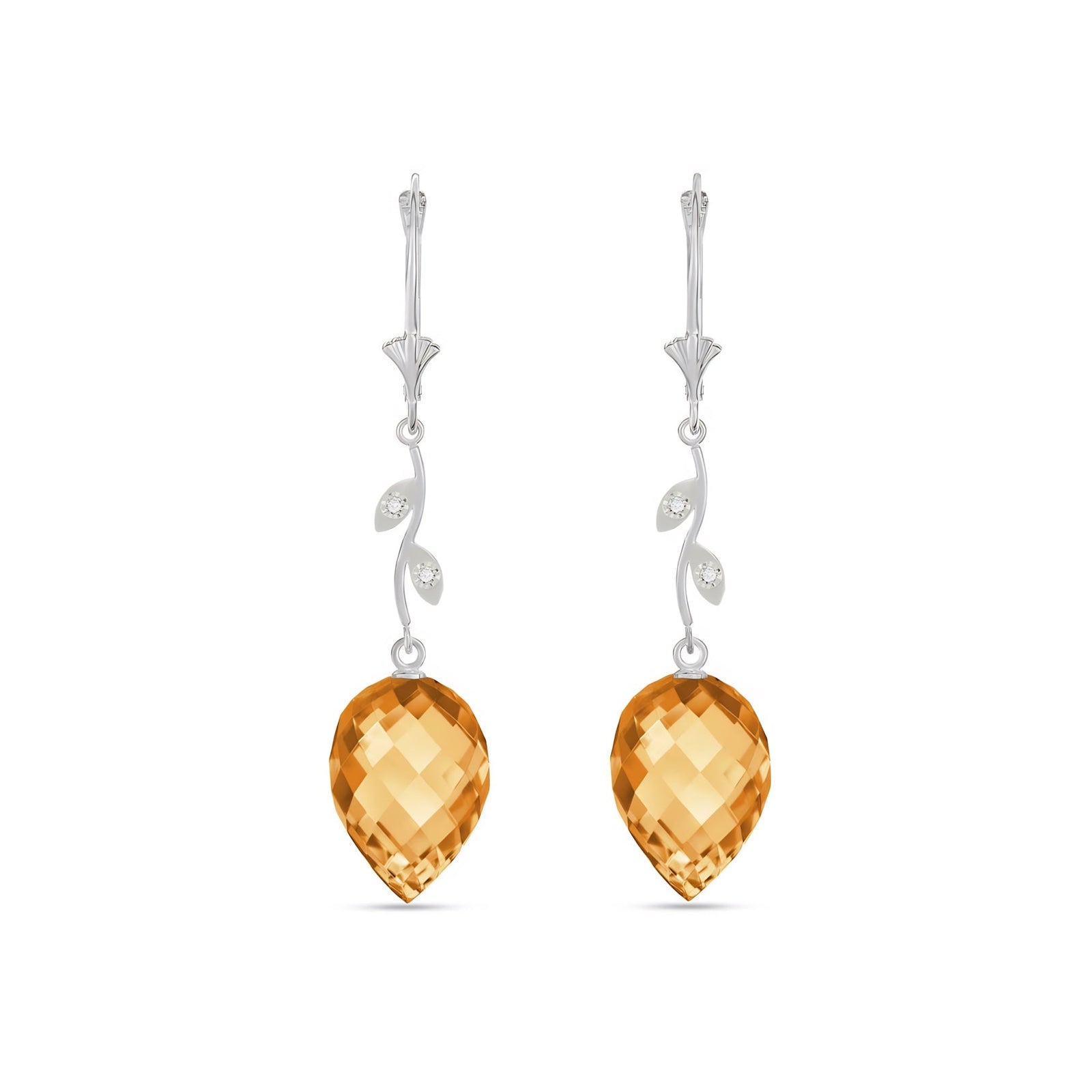 White Gold Earrings Citrine 10K — Severina