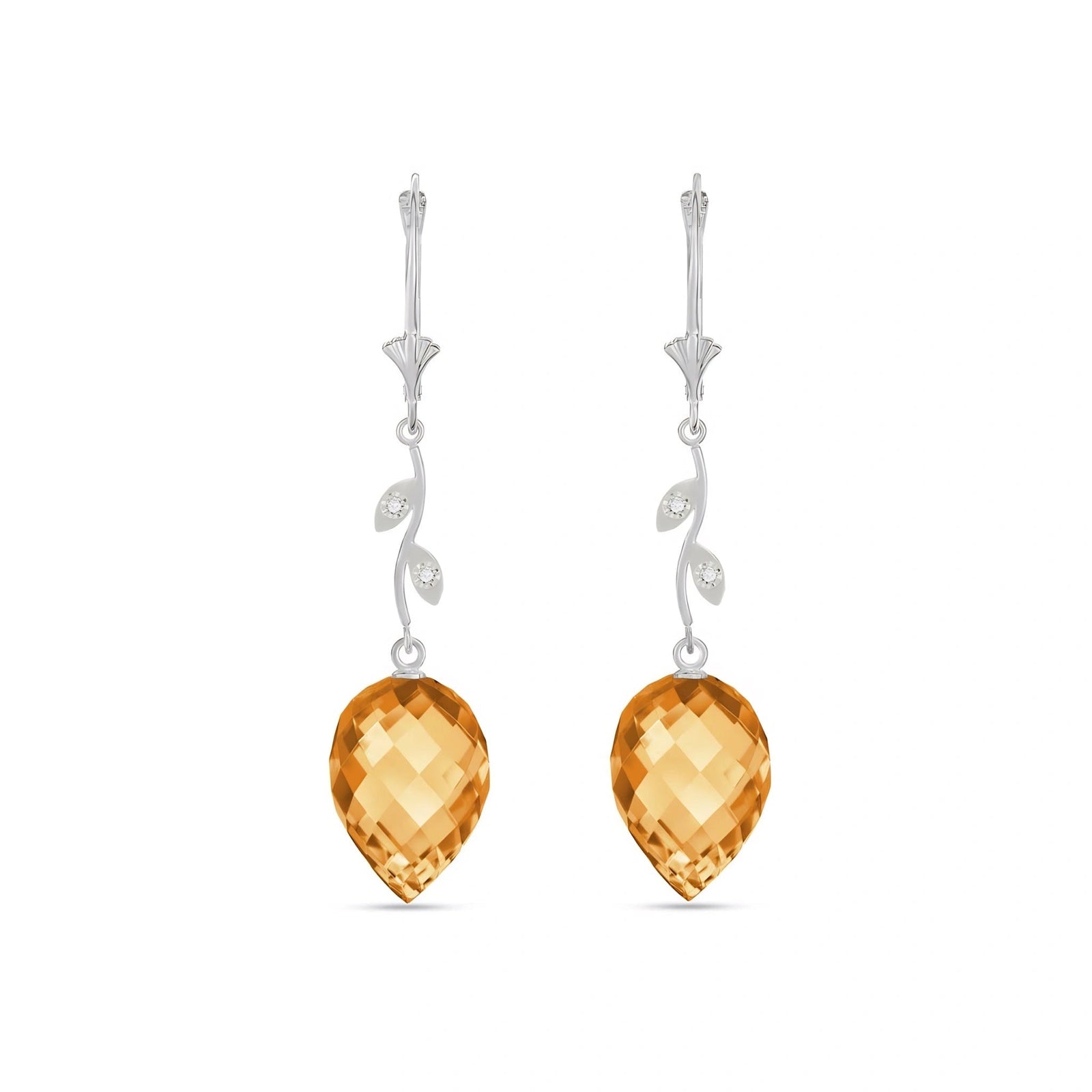 White Gold Earrings Citrine 10K — Severina