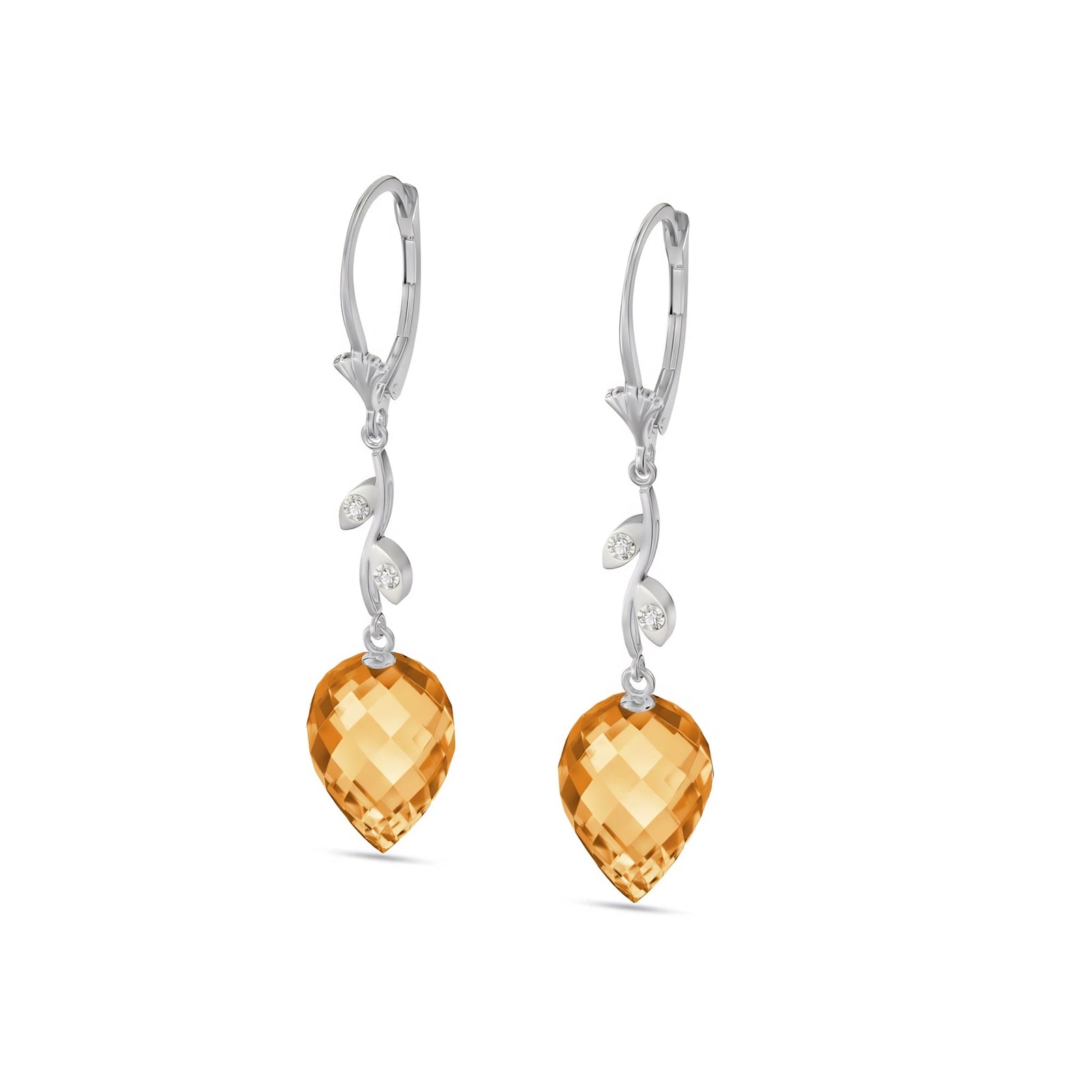 White Gold Earrings Citrine 10K — Severina