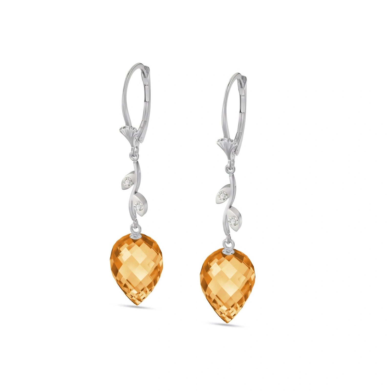 White Gold Earrings Citrine 10K — Severina