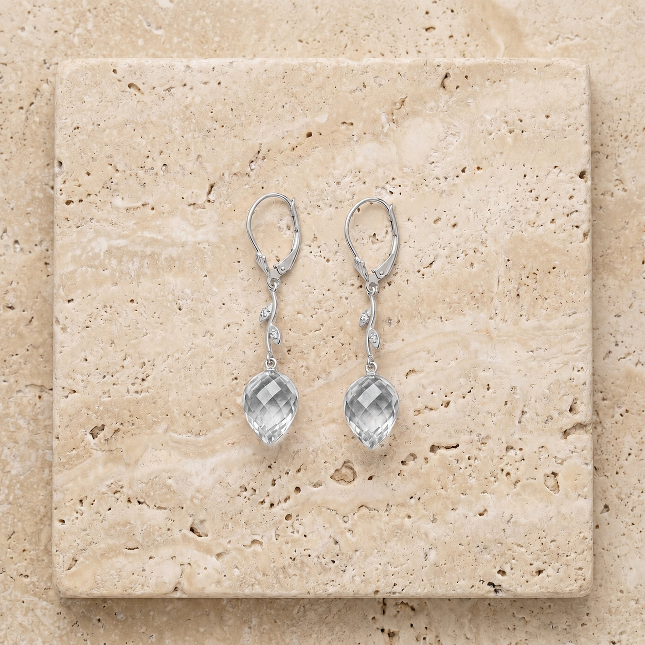 White Gold Earrings Citrine 10K — Severina