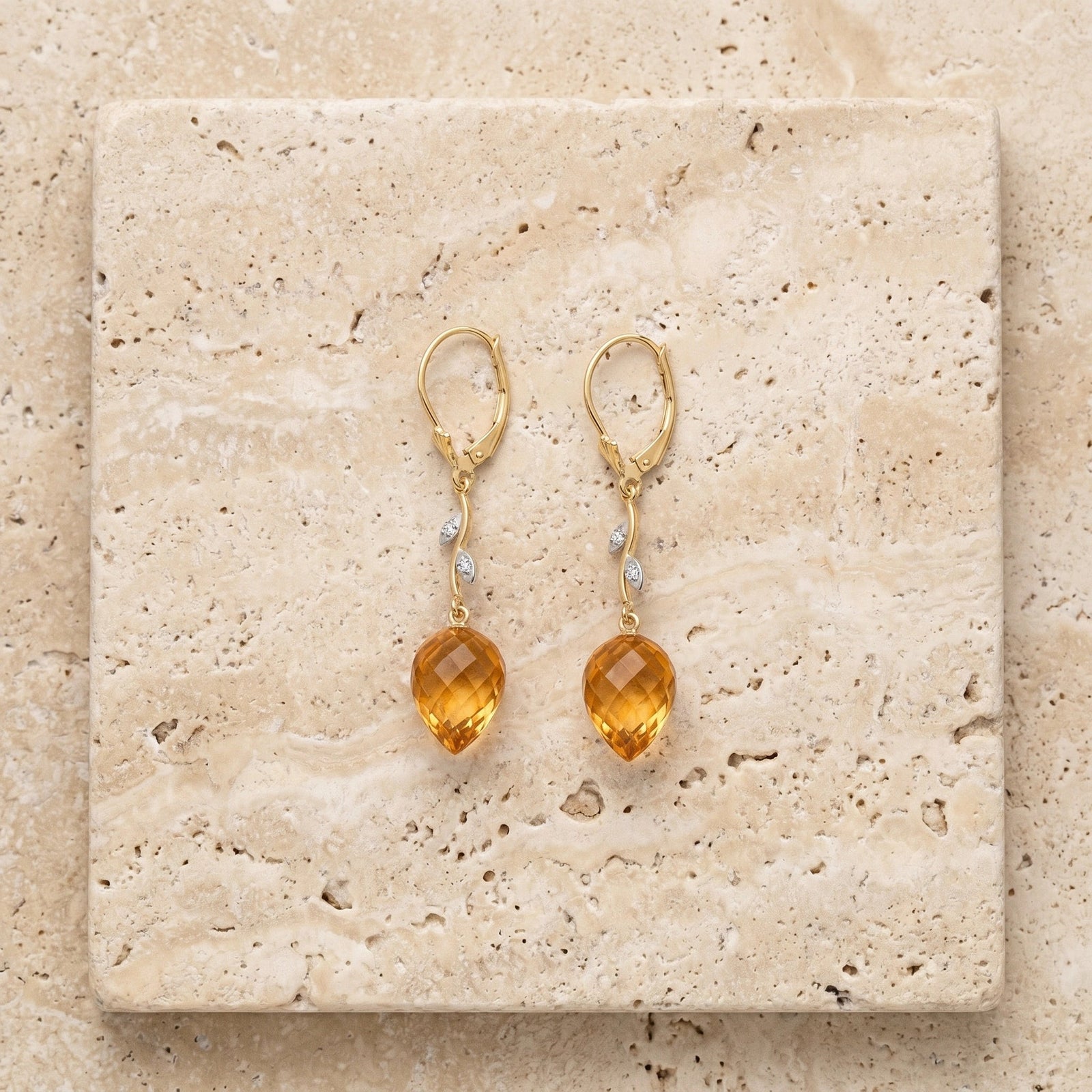 Yellow Gold Earrings Citrine 10K — Severina